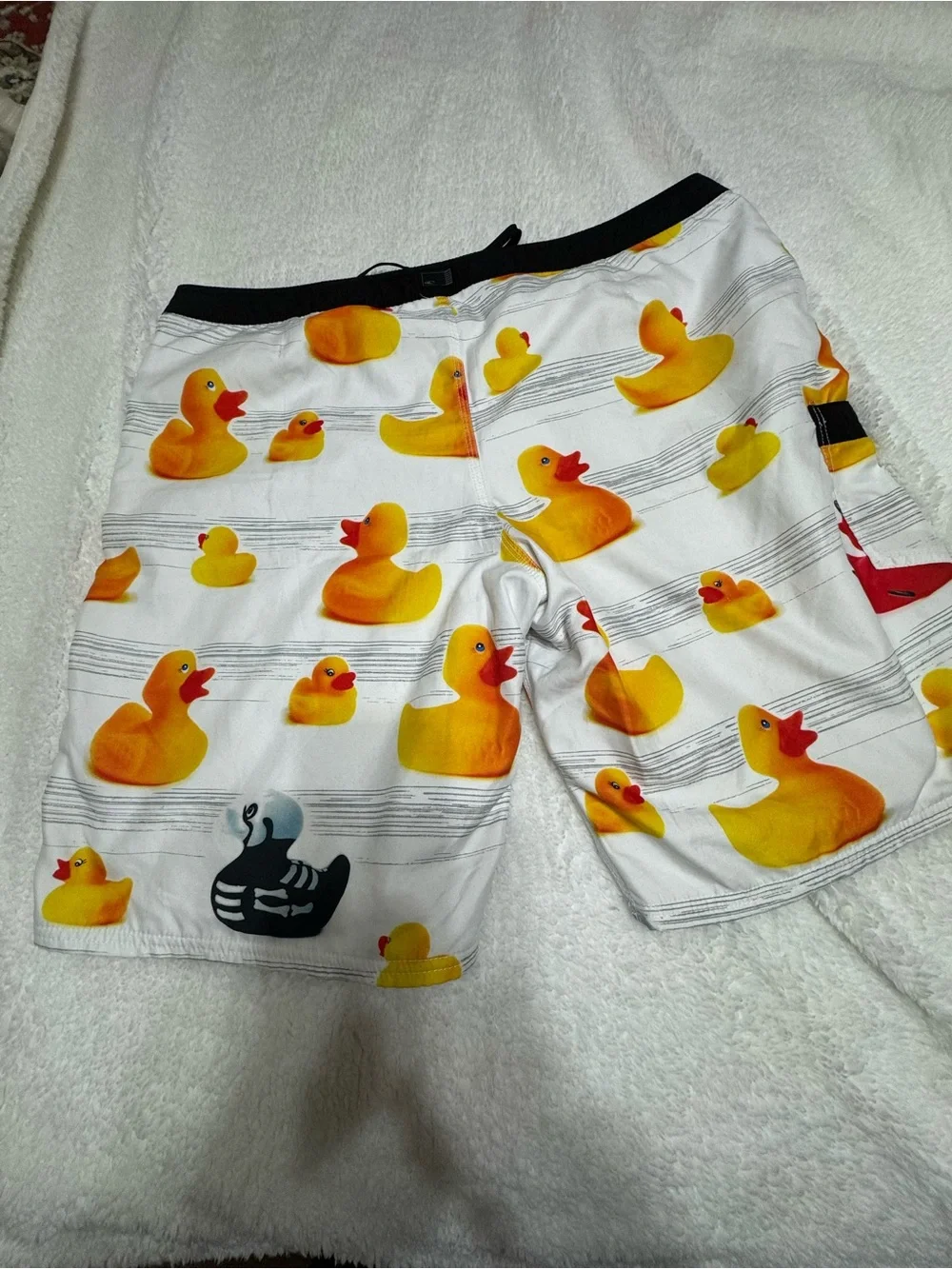 O'Neill Black and White Logo Waistband Swim Trunks